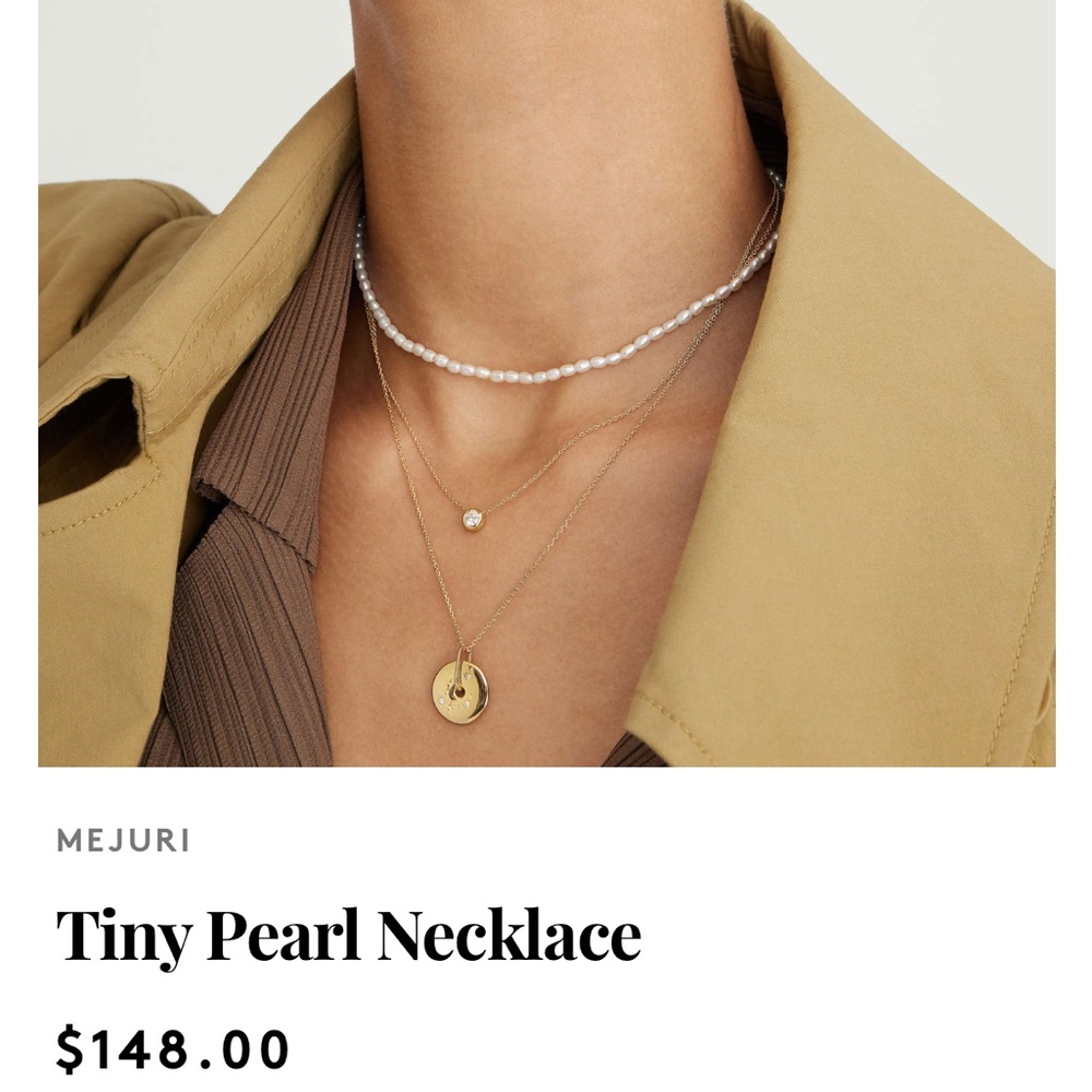 Mejuri Tiny Pearl Necklace NWT